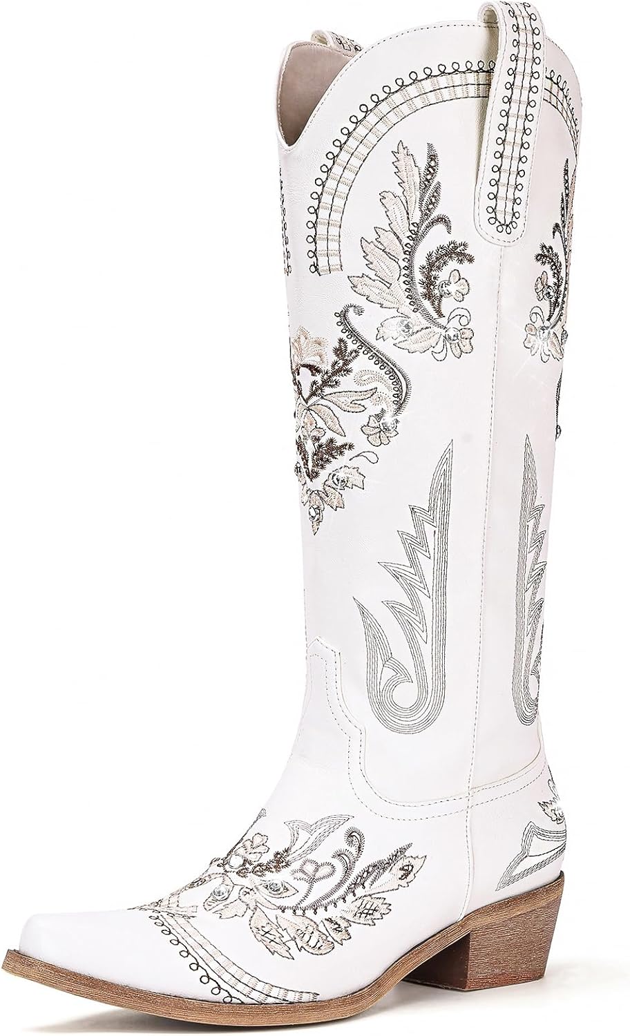 Cowboy Boots for Women - Wide Calf Knee High Cowgirl Boots, Glitter Sparkly Rhin...