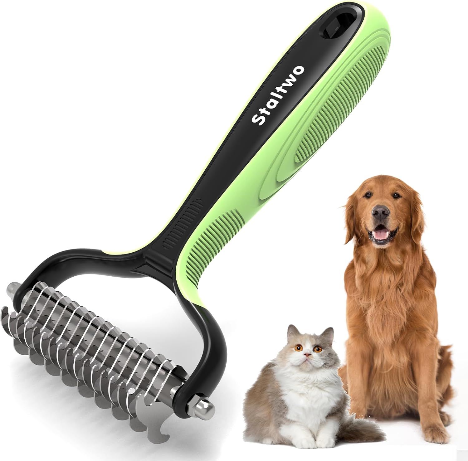 Pet Grooming Supplies - 2-in-1 Professional Undercoat Rake and Pet Brush | Shedd...
