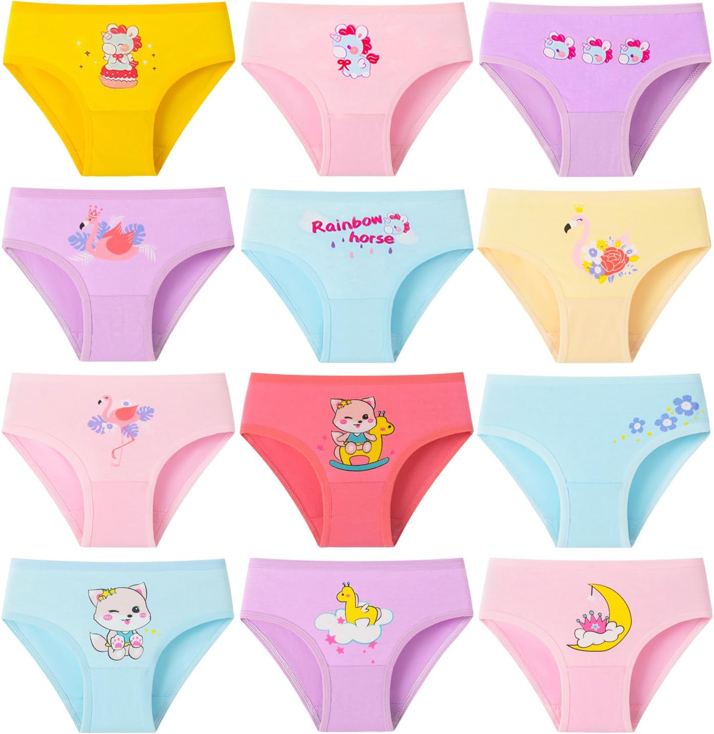 Domee Girls Knickers Cotton Underwear Pants Briefs Underpants Pack of 12 6-8 Yea...