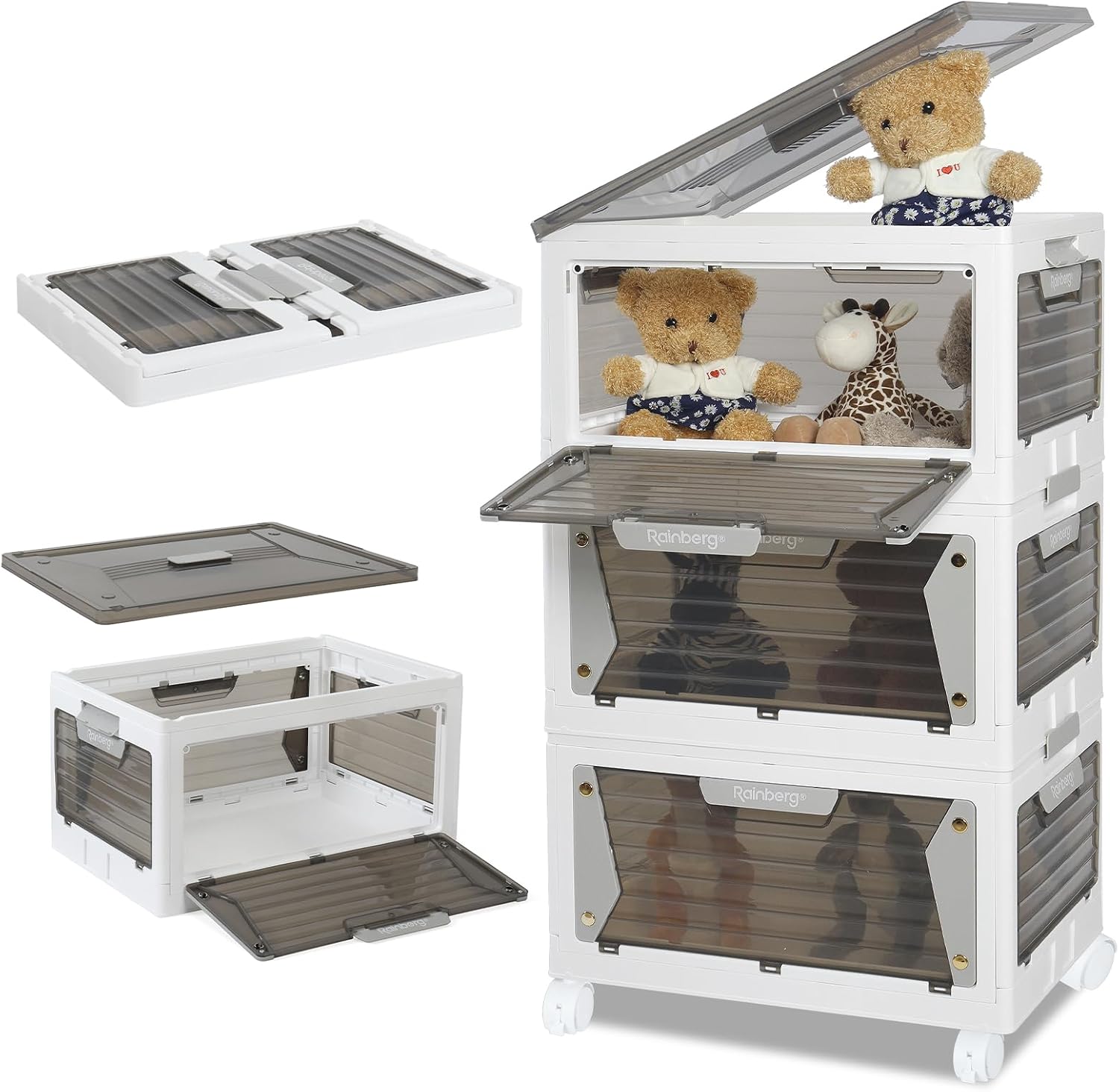 Rainberg Large Storage Boxes with Lids, Strong & Sturdy Plastic Storage Boxes, S...