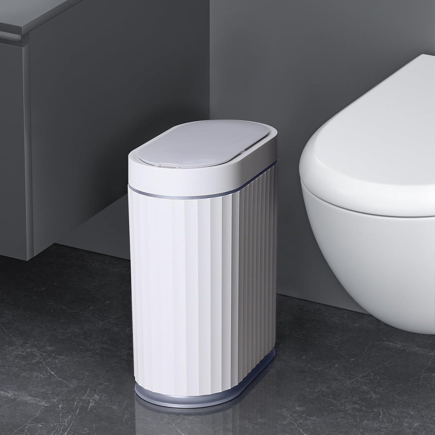 ELPHECO Bathroom Motion Sensor Trash can 2 Gallon Automatic Garbage Can, 9 L Sli...