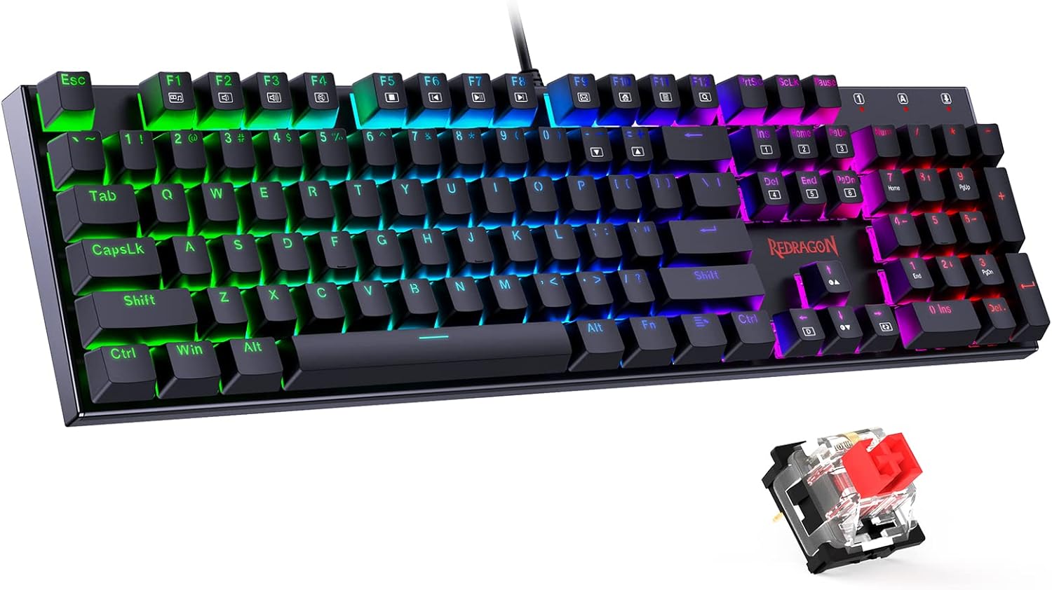 Redragon Mechanical Gaming Keyboard with Red Switches, Wired Keyboard Mechanical...