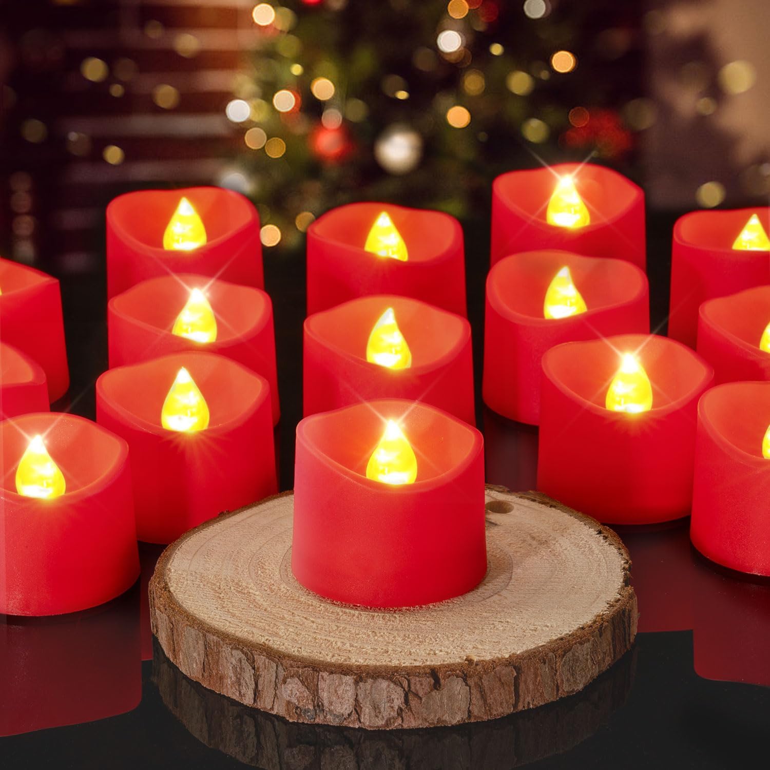 Homemory Red Tea Lights Candles Battery Operated,...
