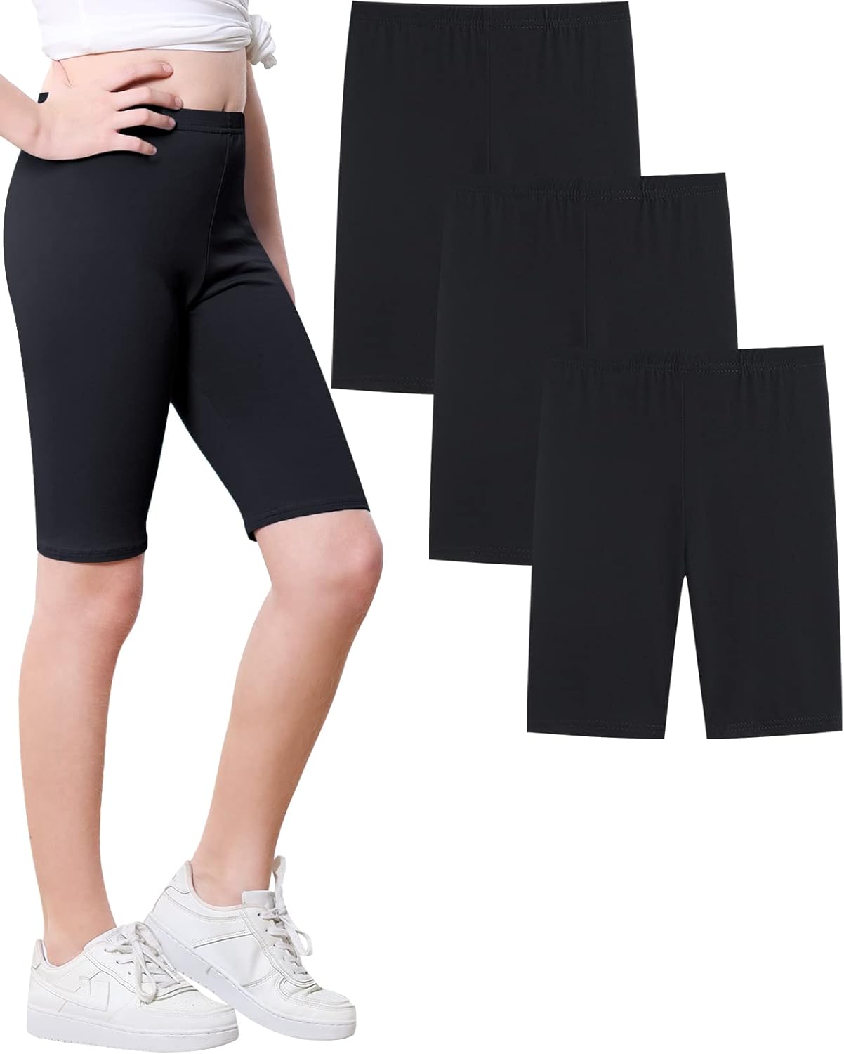 Domee Girls Cycling Shorts Cotton Short Leggings Gym Dance Pack of 3 11-12 Years...