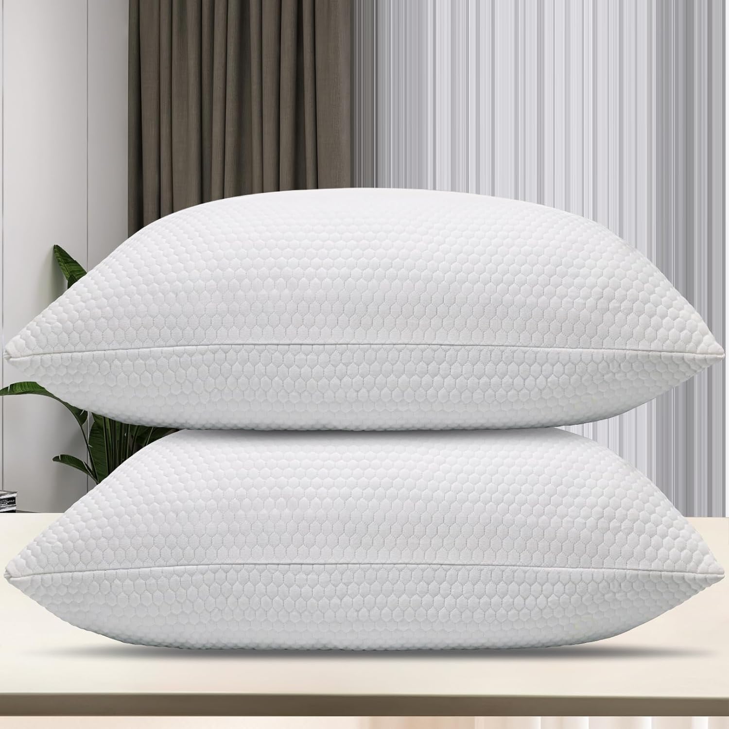 Bed Pillows for Sleeping, Shredded Memory Foam Pil...