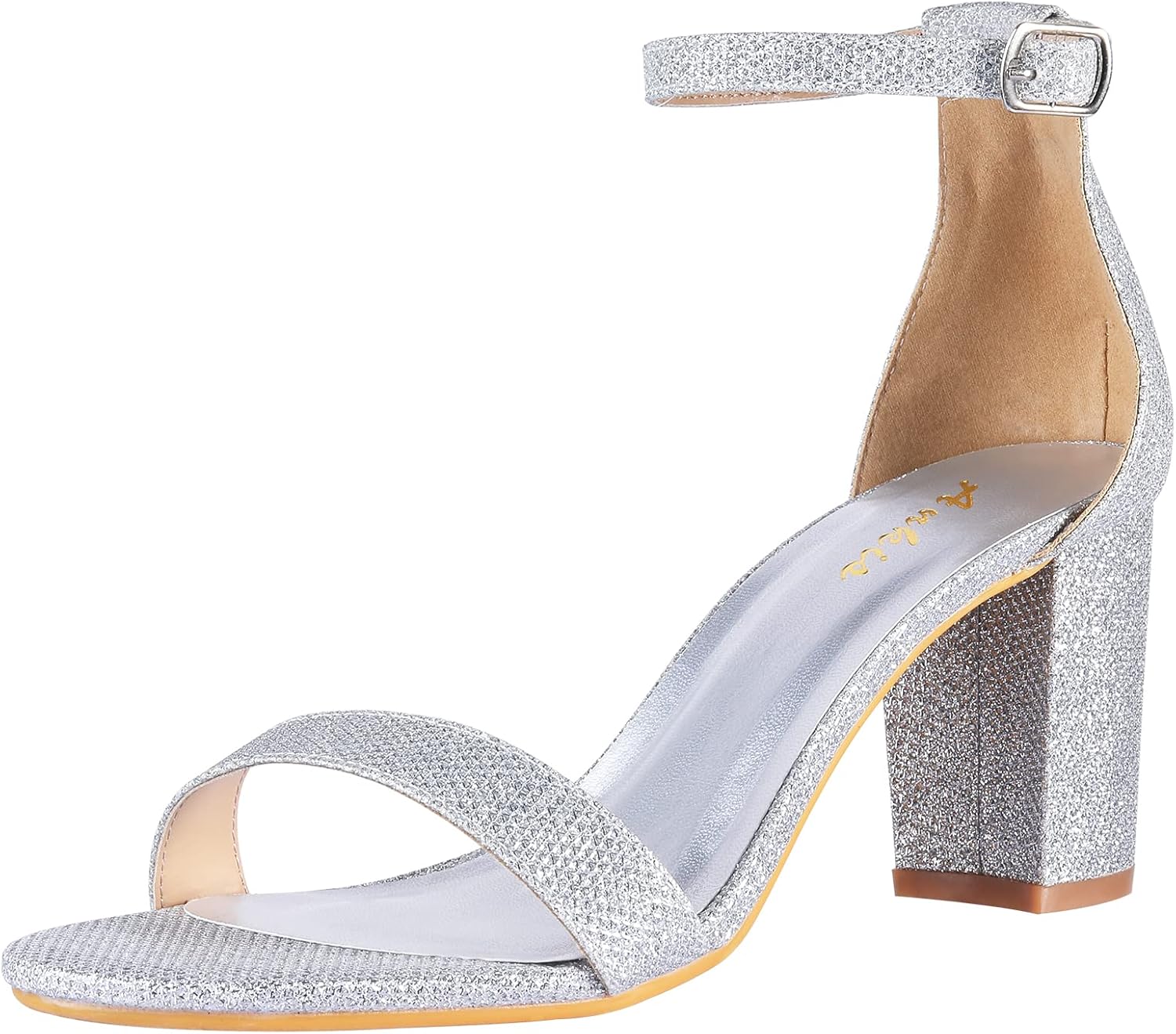 Ankis Heels Sandals for Women Open Toe Ankle Strap Chunky Heel Pump Sandals Part...