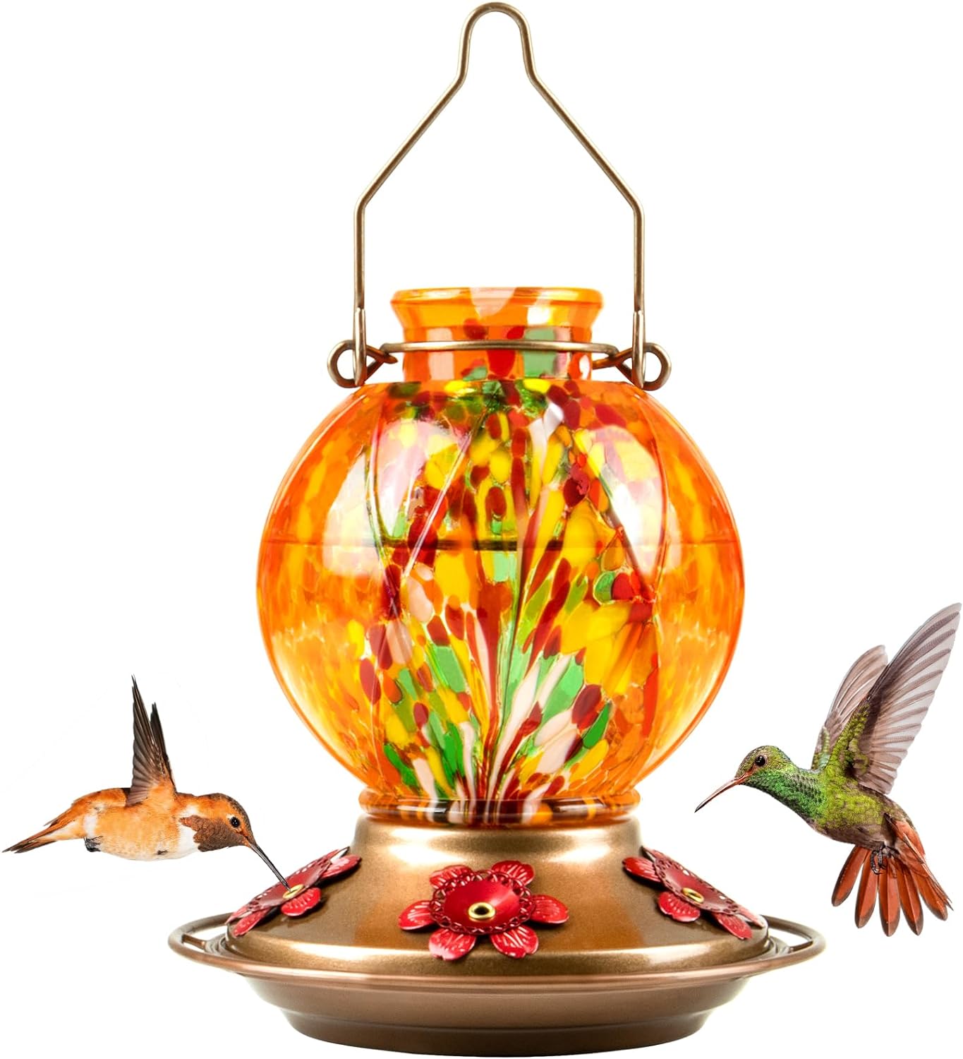 BOLITE Hummingbird Feeder, Hummingbird feeders for Outdoors Hanging, Hand Blown...