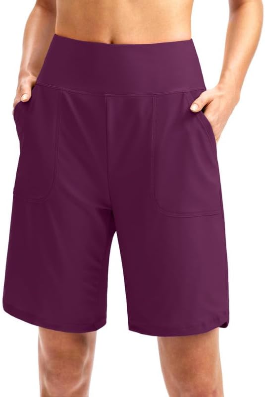 Viodia Women's 9" Long Swim Board Shorts with Pockets High Waisted Beach Swimsui...