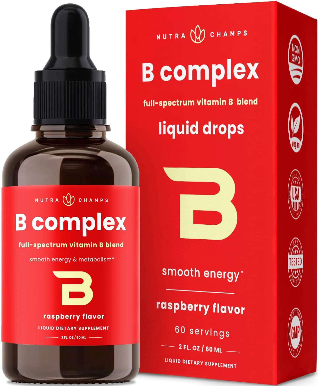 NutraChamps Vitamin B Complex Liquid Drops | B Vitamins Complex Supplement with...