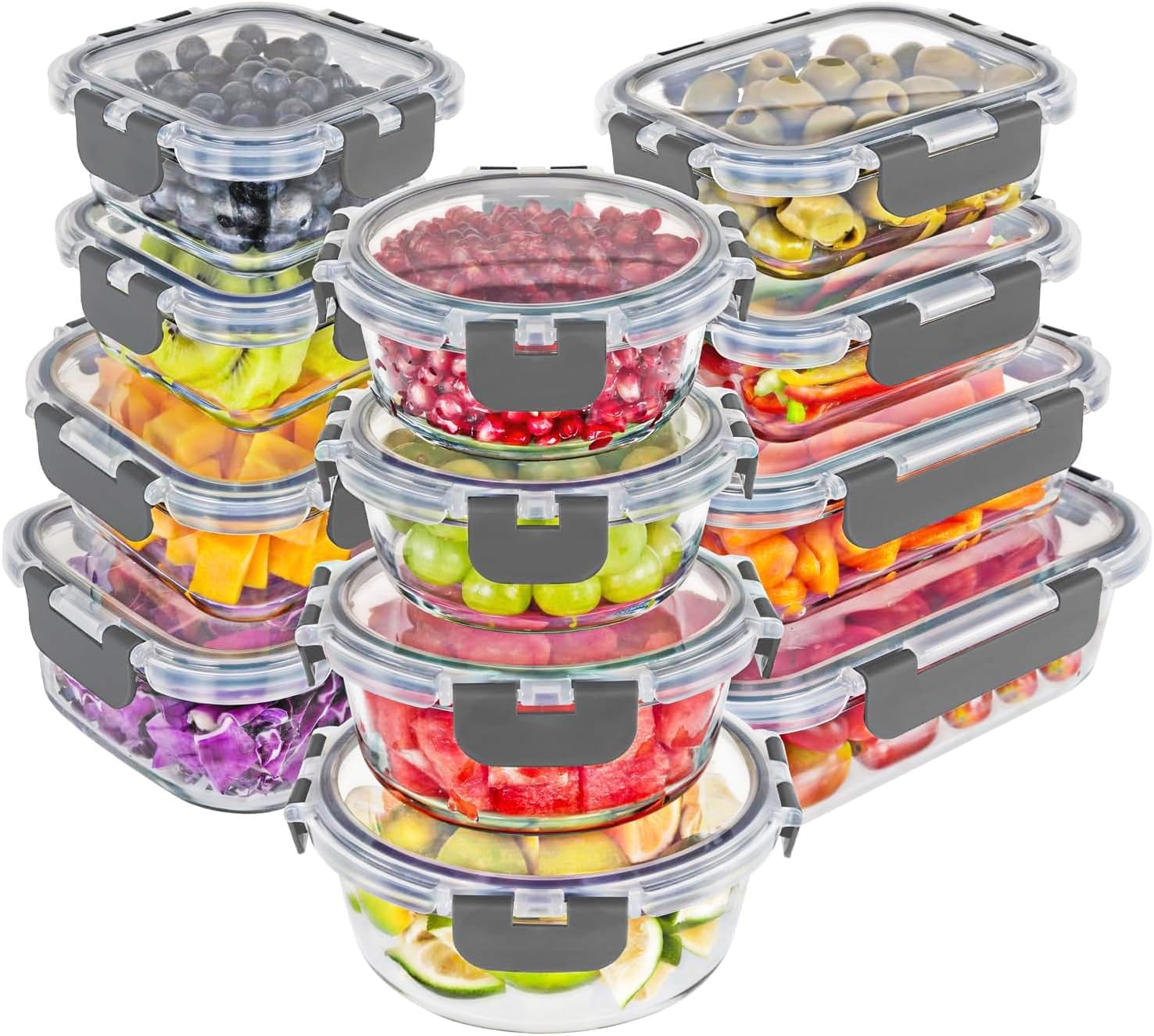 Magic Mill Glass Storage Containers with Lids Set | Ultimate 24pc Set with BPA-F...