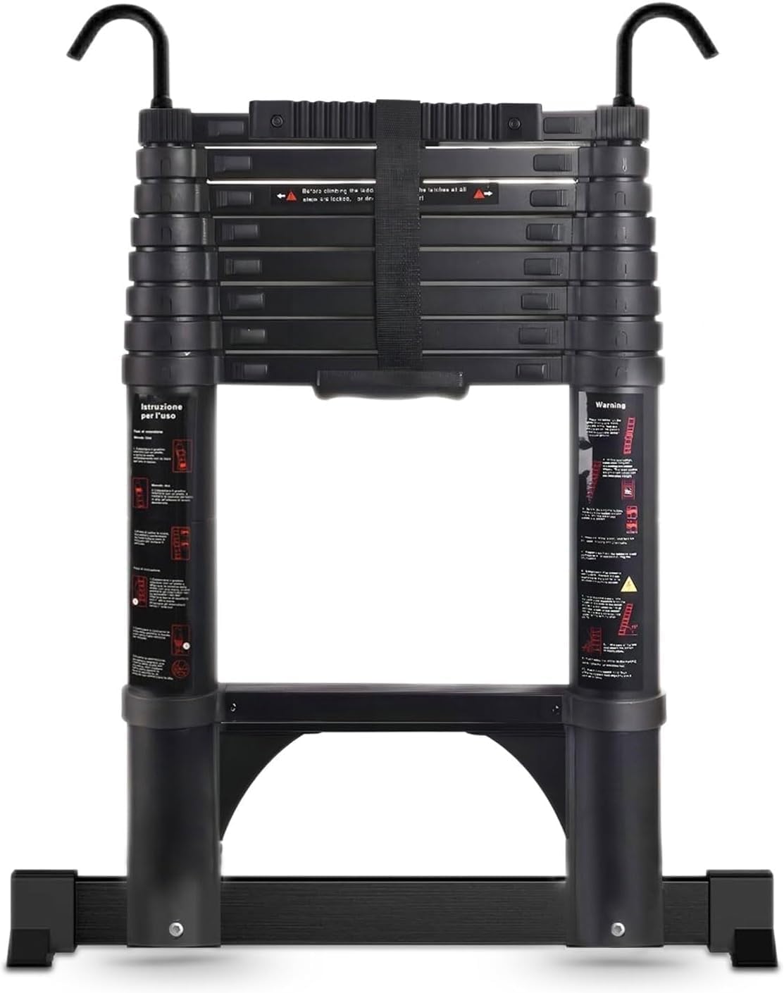 Teenza Telescopic Ladder 2.6m, Light Extension Ladder Aluminum, Free Height Adju...
