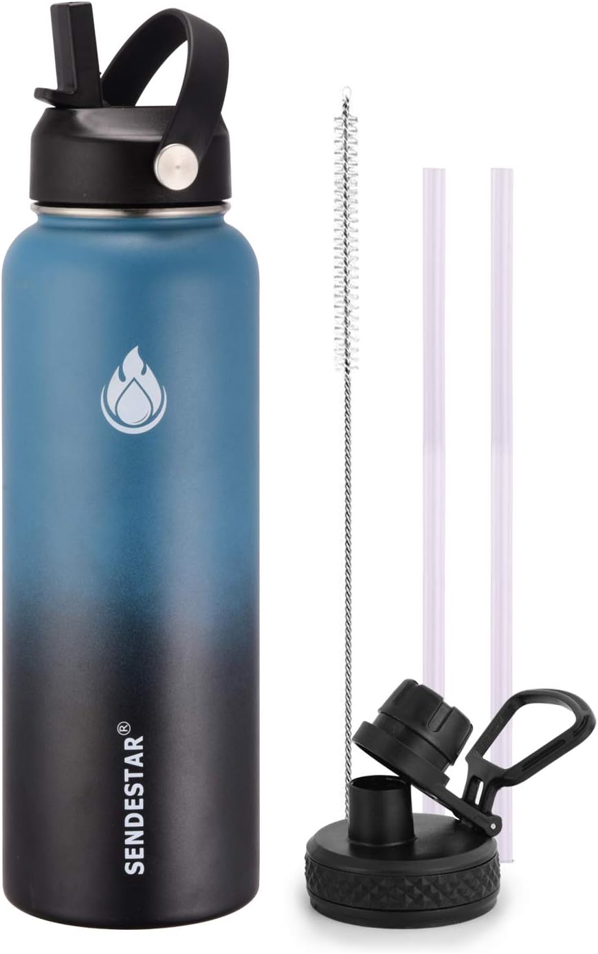 SENDESTAR Water Bottle 32oz Double Wall Vacuum Insulated Leak Proof Stainless St...