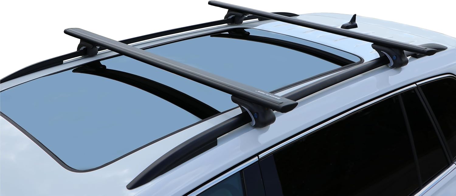 BrightLines All Black Heavy Duty 220 lbs Wing Shaped 54" Universal Crossbars Roo...