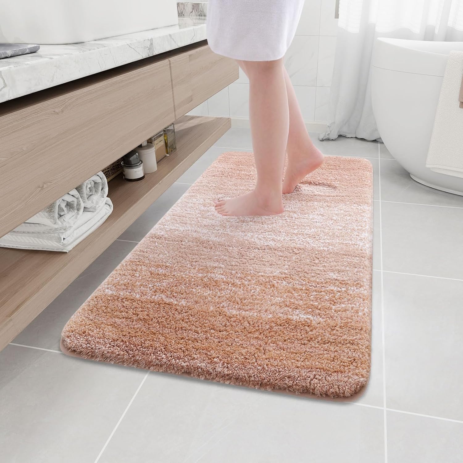 Arotive Microfiber Bathroom Rugs, Shaggy Soft and Absorbent Bath Rug, Non-Slip,...