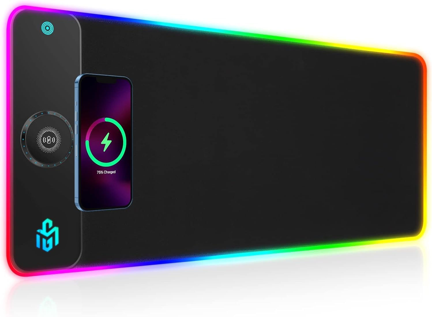 GIM Wireless Charging RGB Gaming Mouse Pad 15W, LED Mouse Mat 800x300x4MM, 10 Li...