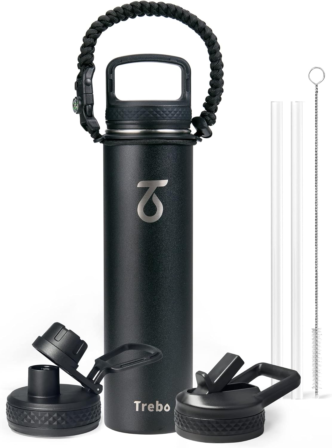 Trebo Stainless Steel Water Bottle with Straw 750m...