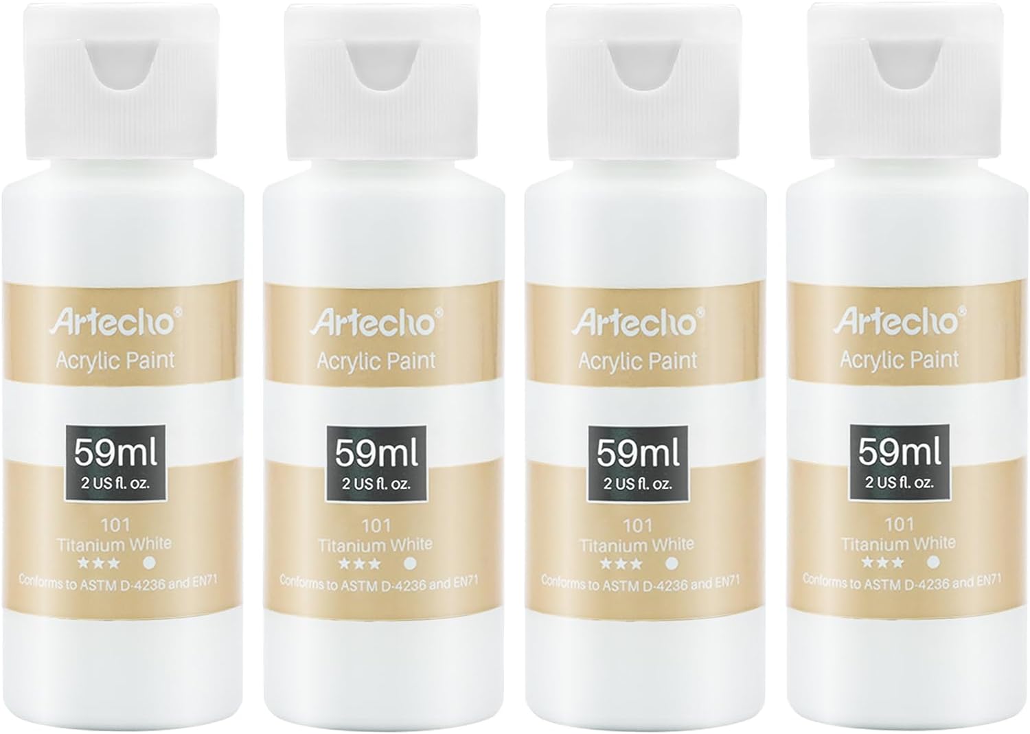 Artecho White Acrylic Paint Set 4× 2oz, Titanium White Paint, Paint for Canvas,...