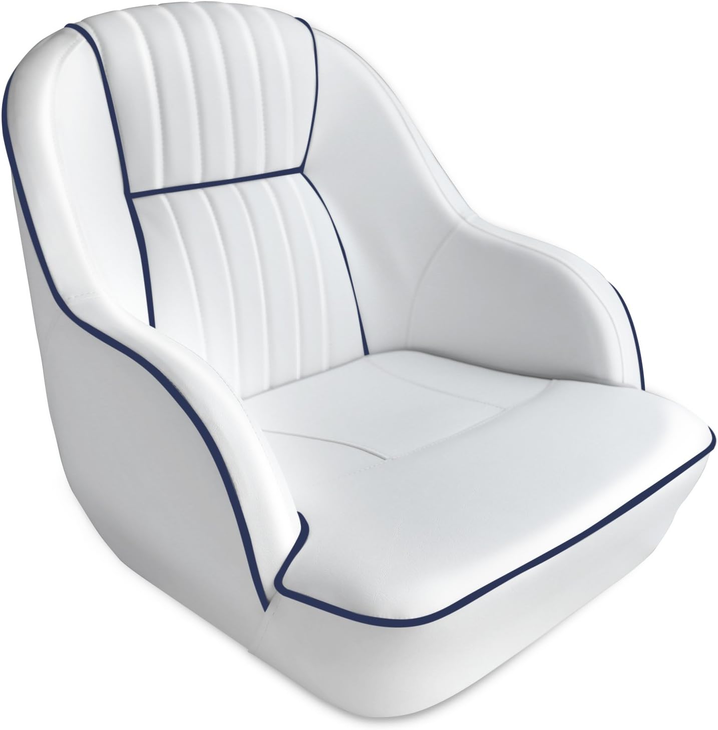 Leader Accessories Pontoon Captains Bucket Seat Boat Seat B - White/Blue piping