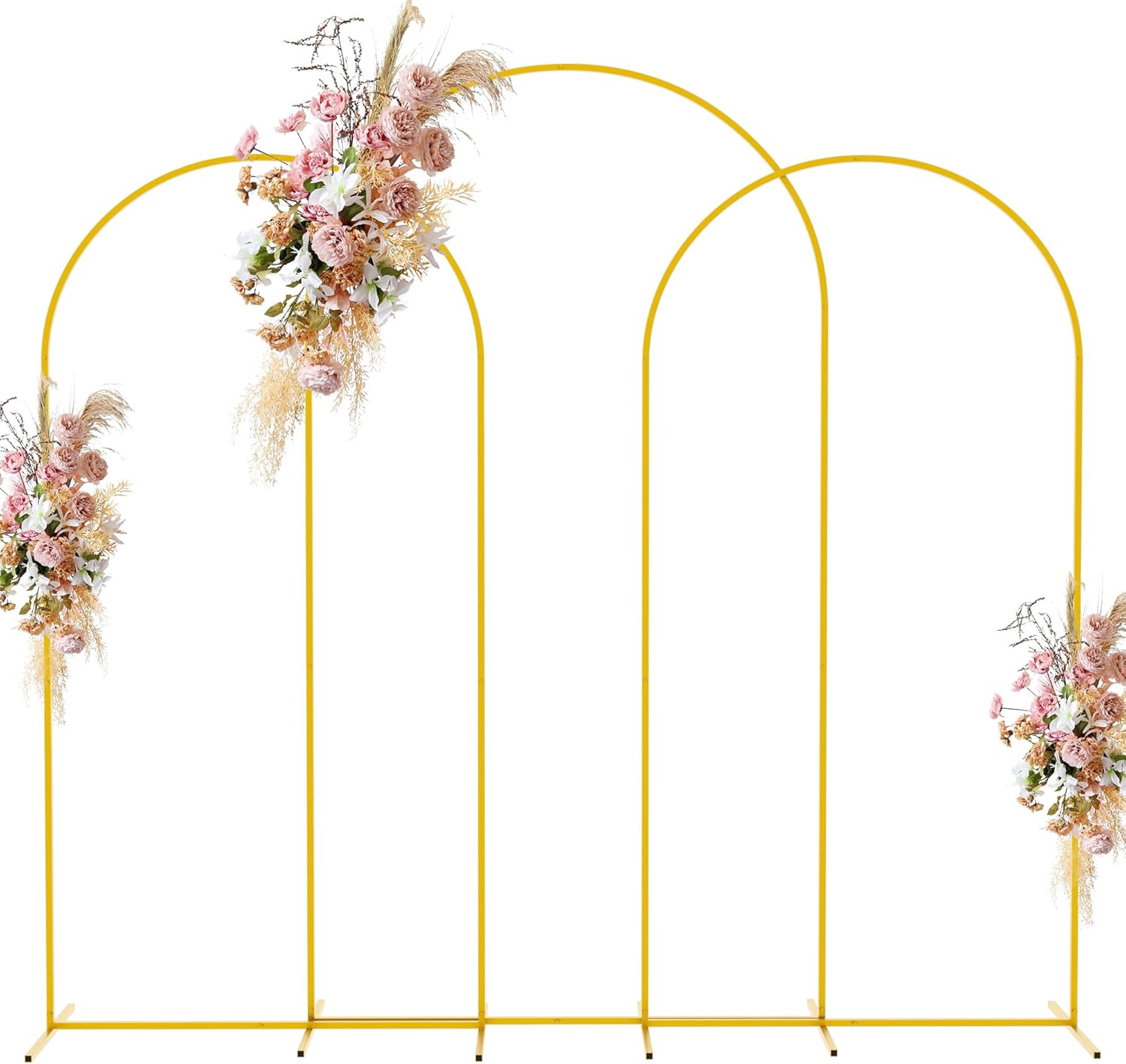 Fomcet Metal Arch Backdrop Stand 7.2FT & 6.6FT & 6.6FT Set of 3 Gold Wedding Arc...