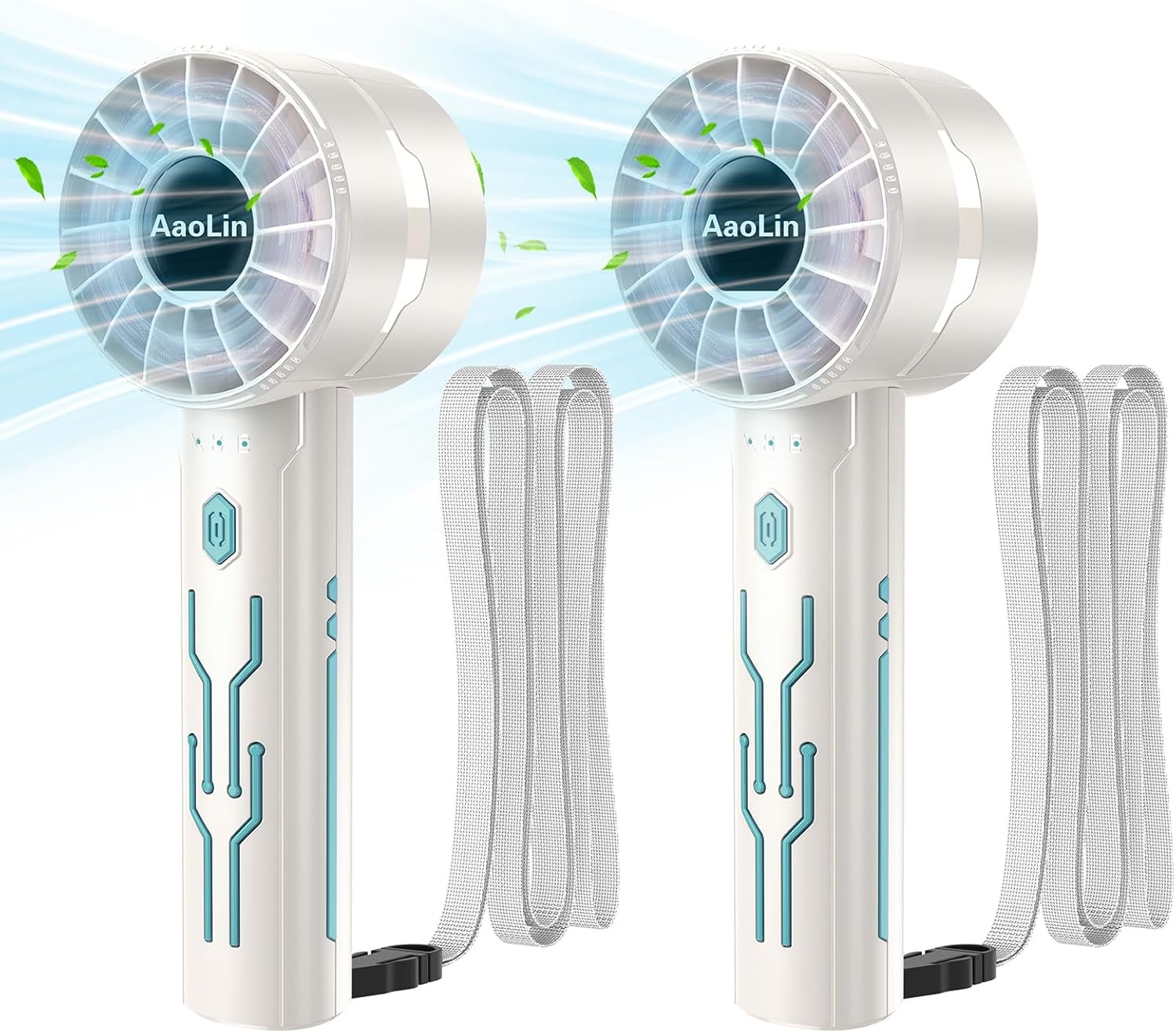 2pcs portable handheld fan personal fan portable neck fan small rechargeable fan...