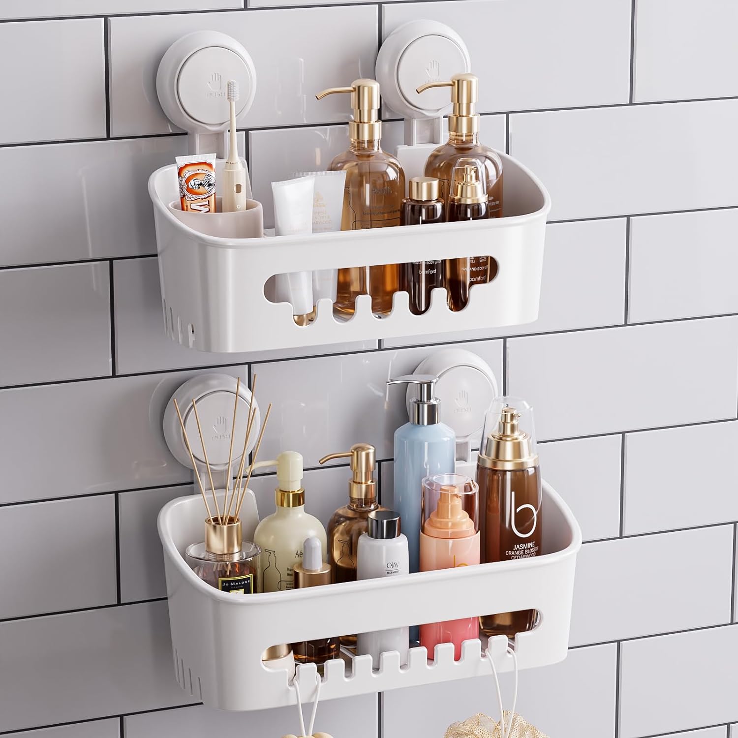 TAILI Suction Shower Caddy, Wall Mounted Bath Organizer Shelf for Shampoo, Body...