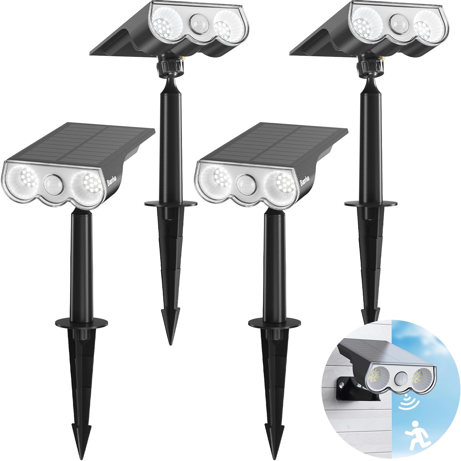 Barrina Solar Spot Lights Outdoor Motion Sensor - 3 Modes Solar Motion Lights Ou...