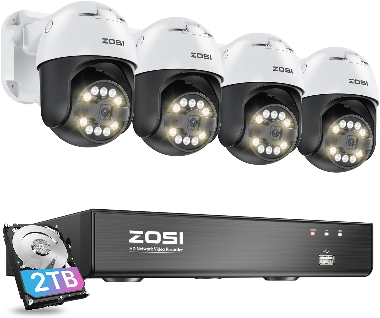 ZOSI 4K PoE CCTV Camera System with AI Face Person Vehicle Detection, 8 Port 16C...