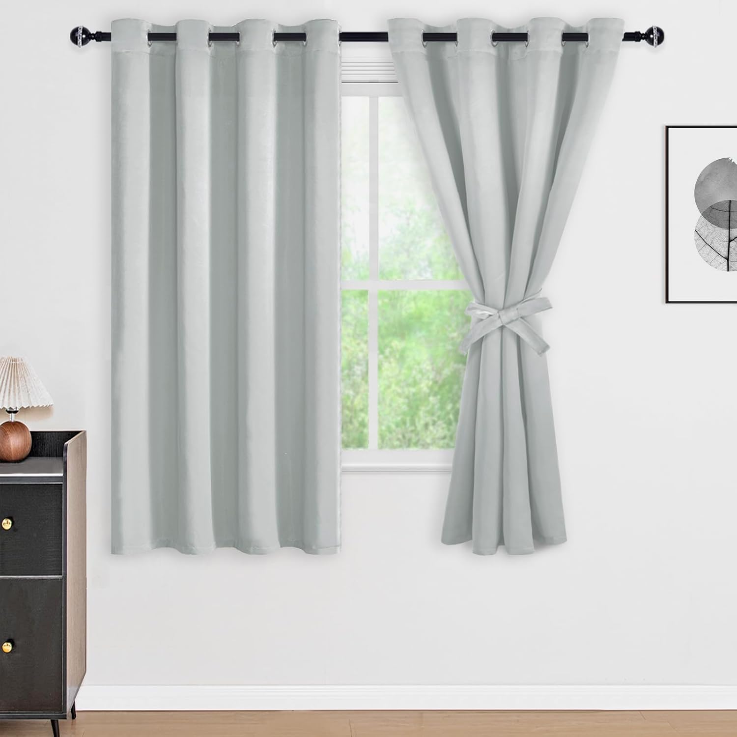 DWCN 100% Blackout Curtains w/Tiebacks, Double Layer Thermal Insulated Room Dark...
