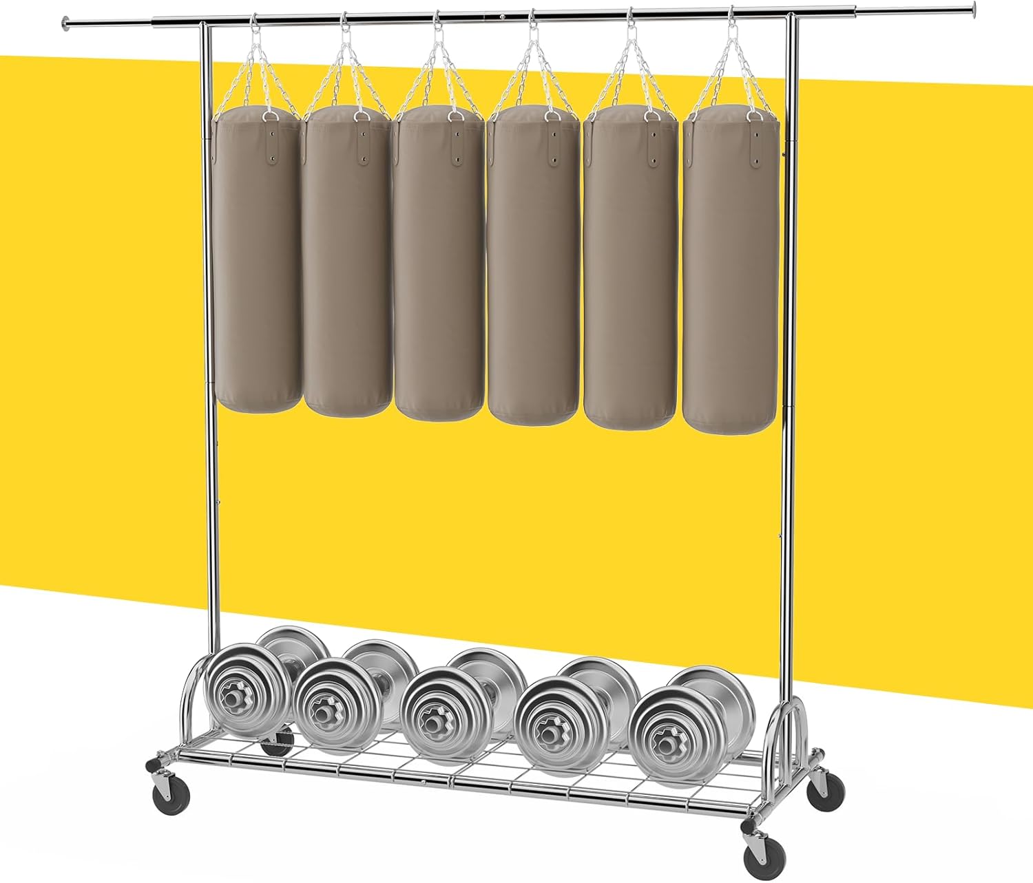 Clothes Rack Heavy Duty Load 480lbs, Metal Grament Rack With Extensible Size, Ro...