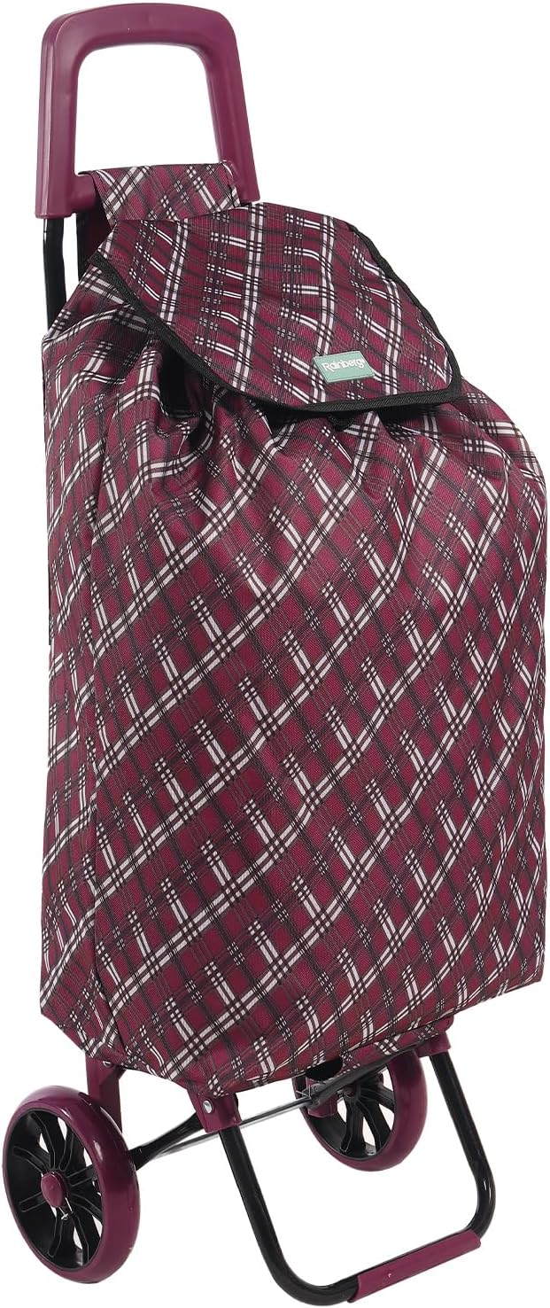 Rainberg 50Ltr Lightweight 2 Wheels Shopping Trolley, Hard Wearing & Foldaway Tr...