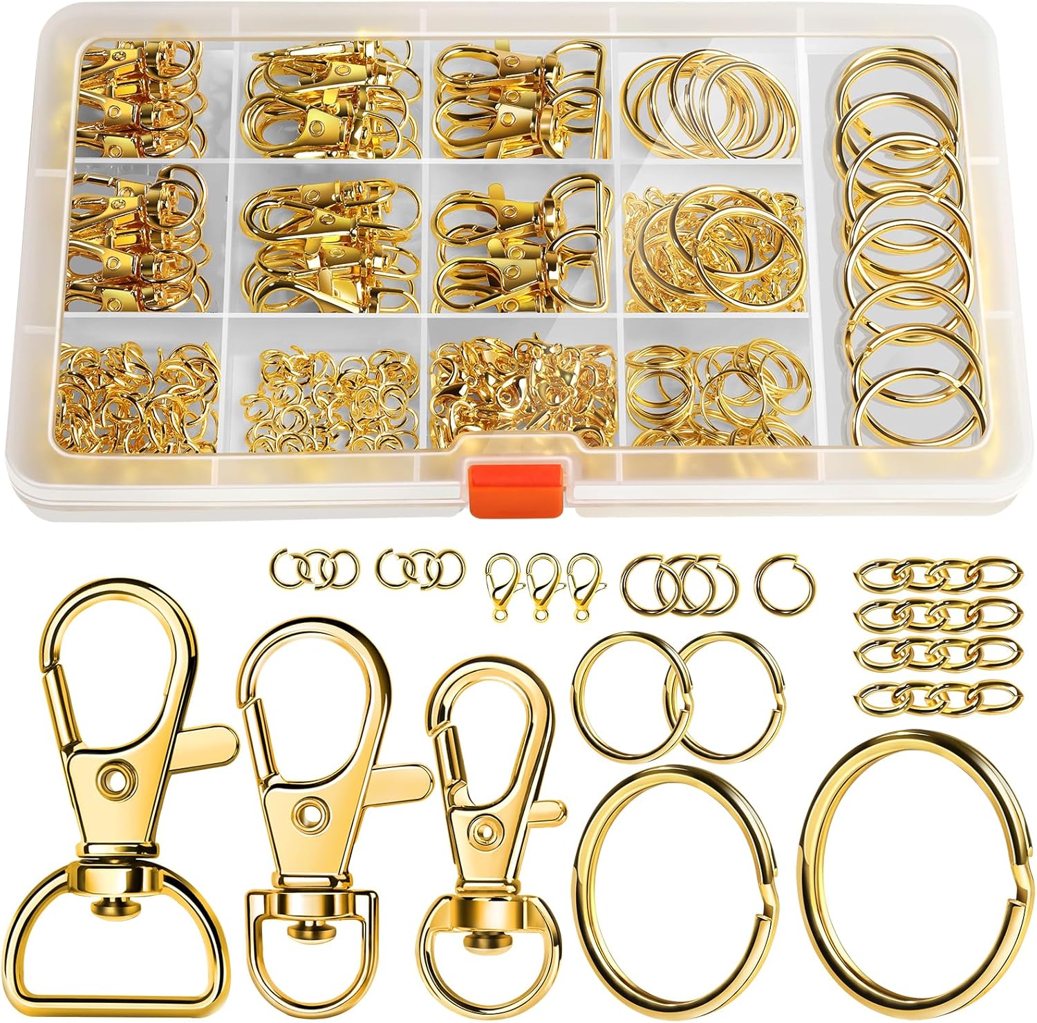 LEOBRO 265PCS Gold Lobster Claw Clasps and Key Rings Kit Metal Keychains and Key...