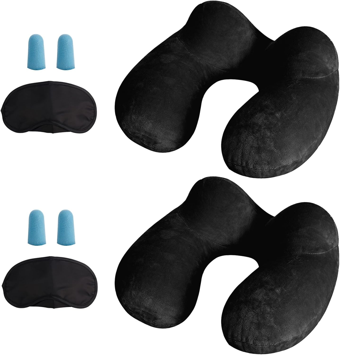 LUZWAY Inflatable Travel Pillow Neck Pillow Kits Ergonomic Soft Velvet Washable...