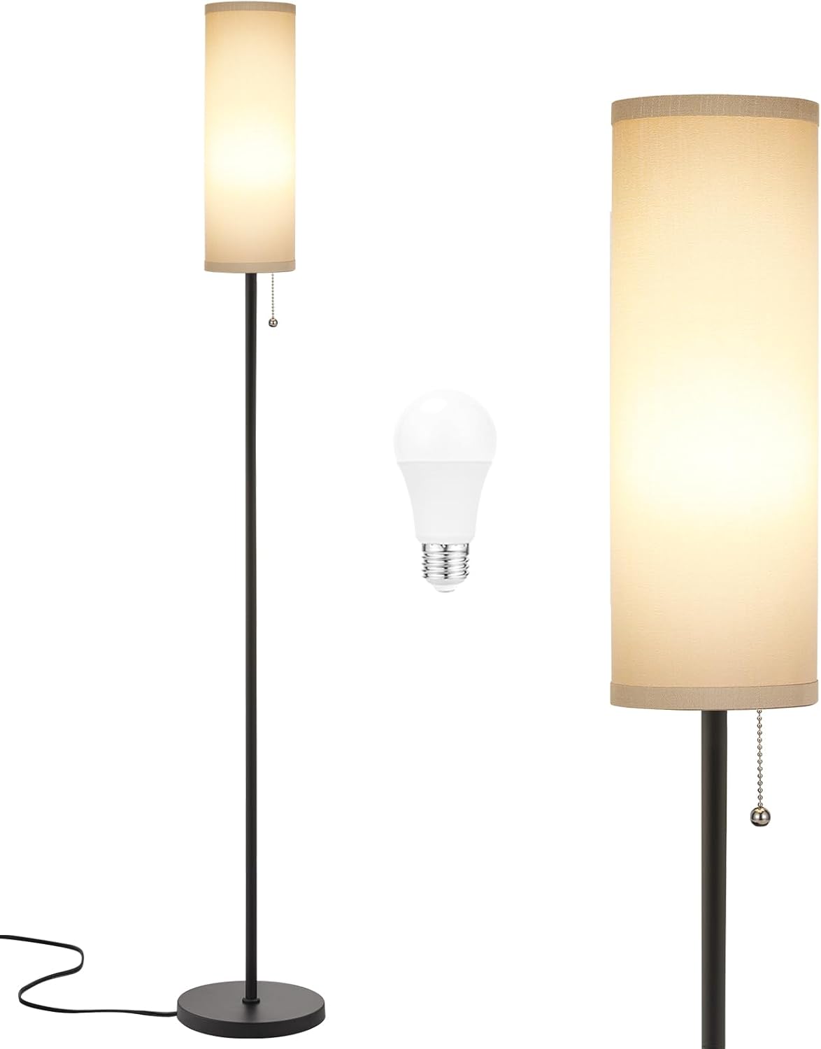 Ambimall Floor Lamp for Living Room with 3 Color Temperatures Bulb, 64" Standing...