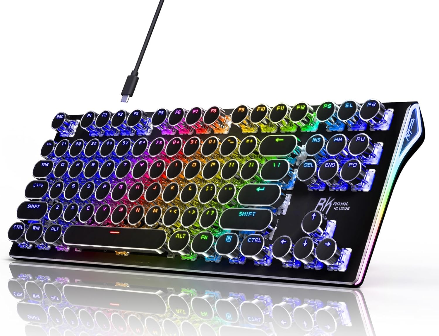 RK ROYAL KLUDGE S87 Typewriter Mechanical Keyboard, Hot Swappable Wired PC Gamin...