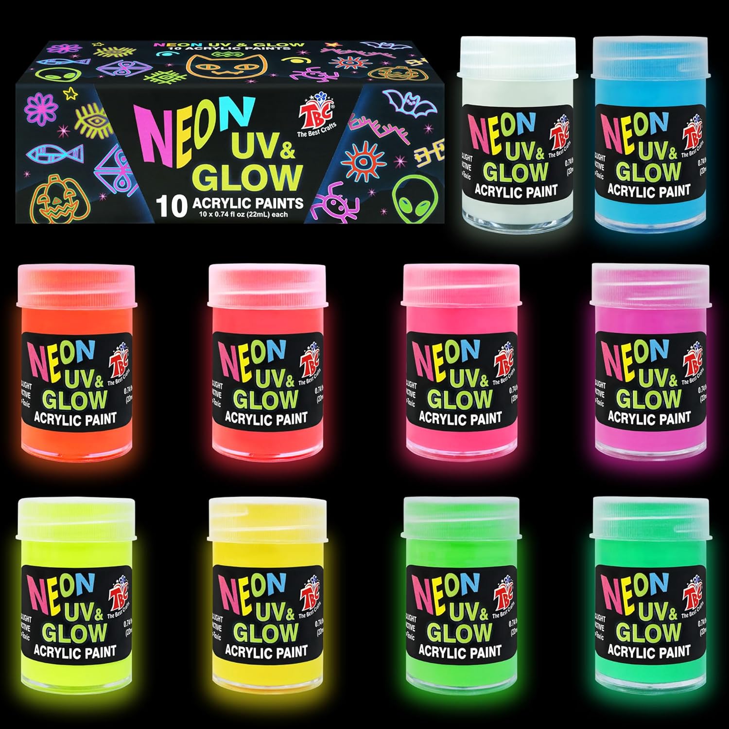 TBC The Best Crafts Glow in the Dark Paint, DIY Glow Party Supplies, Non-toxic,...