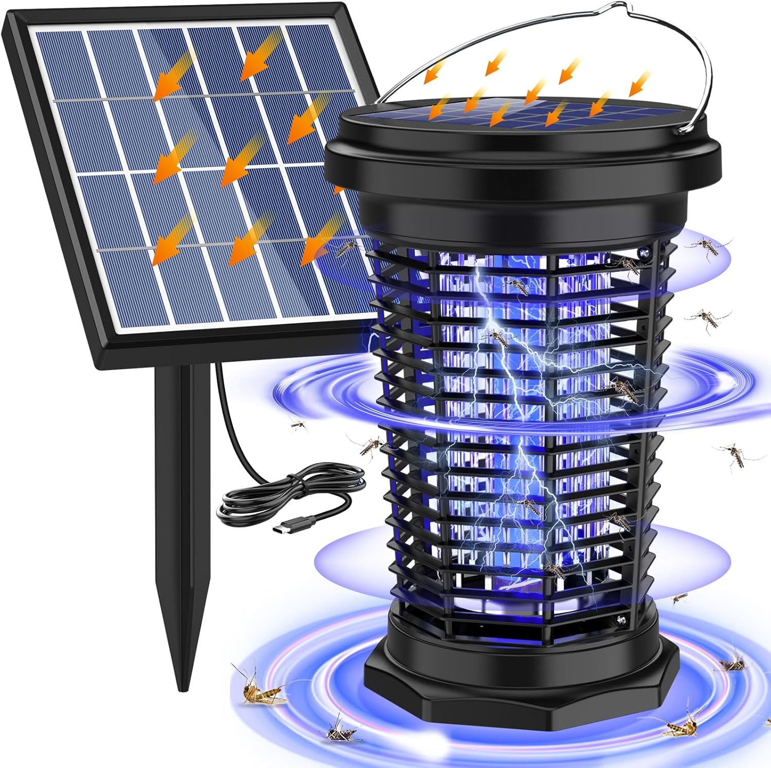 PALONE Solar Fly Killer Electric Mosquito Zapper Bug Zapper Rechargeable Bug Kil...