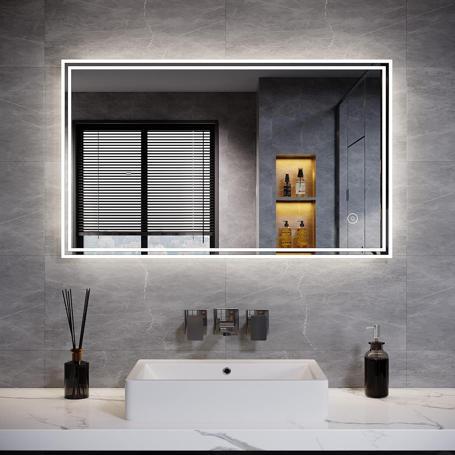 ELEGANT 1000 x 600mm Backlit LED Illuminated Bathroom Mirror with LED Lights, Li...