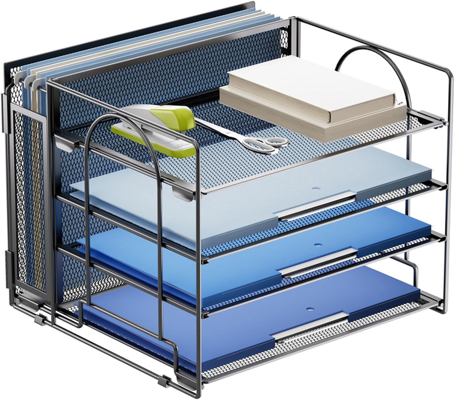 Marbrasse 4 Tier Paper Organizer Letter Tray, Desktop Organizer with Hanging Fil...
