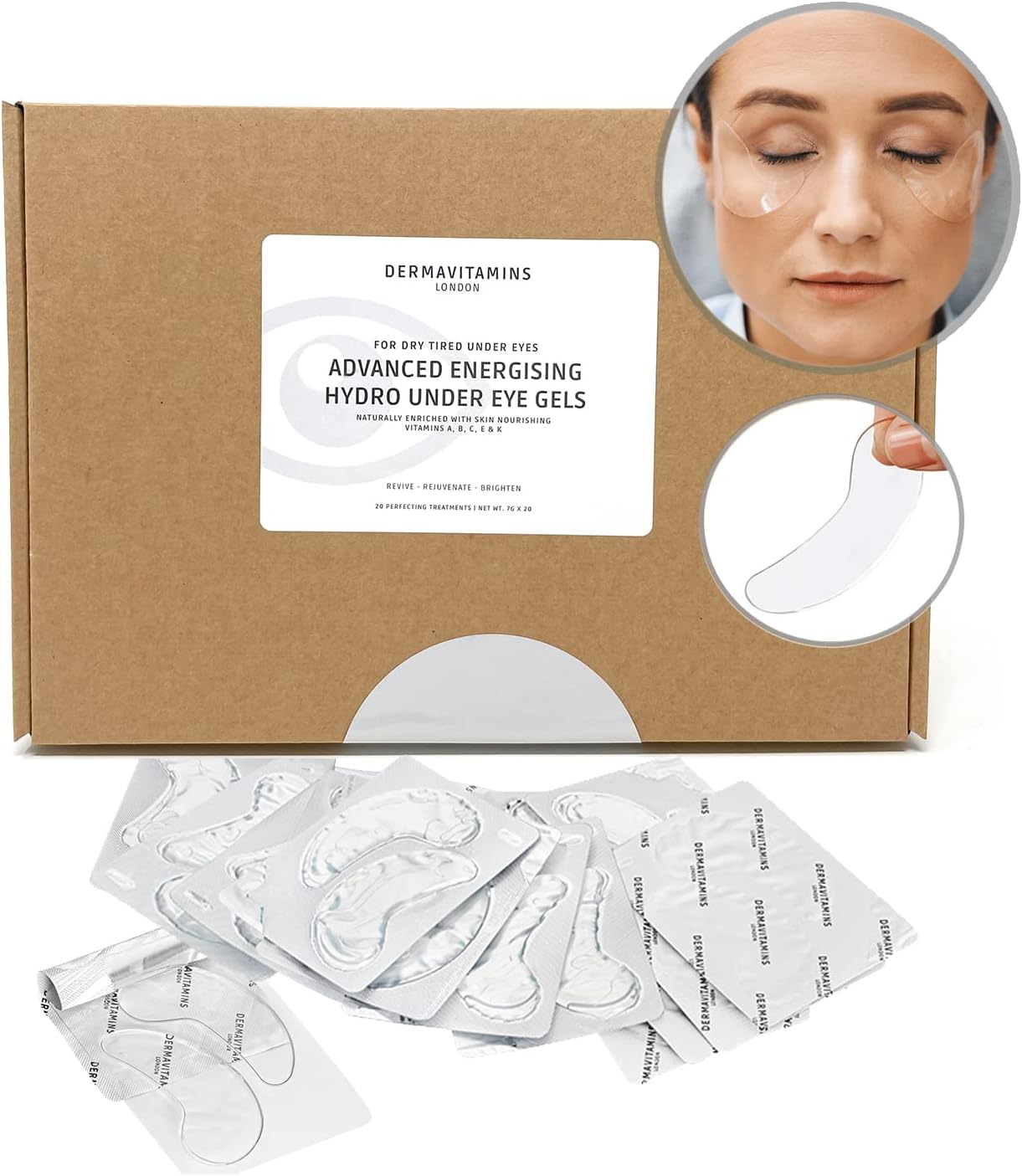 Dermavitamins Advanced Energising Hydro Under Eye Gel Patches - for Dry Tired Un...