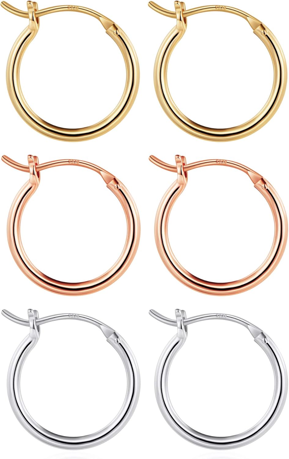M MOOHAM Gold Hoop Earrings for Women, 14K Real Gold Steling Silver Post Hypoall...