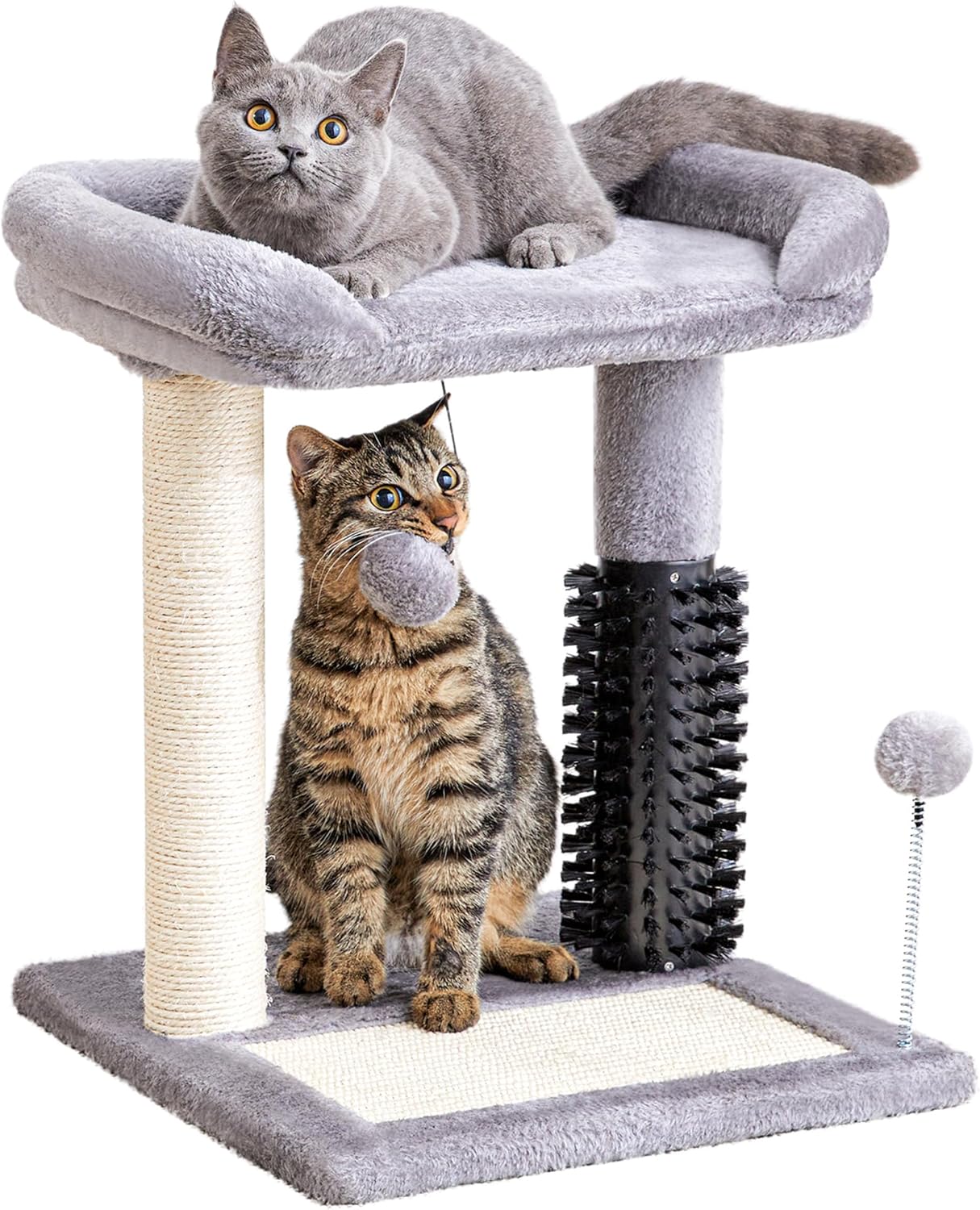 Made4Pets Small Cat Tree Tower, Cat Scratching Post 4-in-1 with Cat Self Groomer...