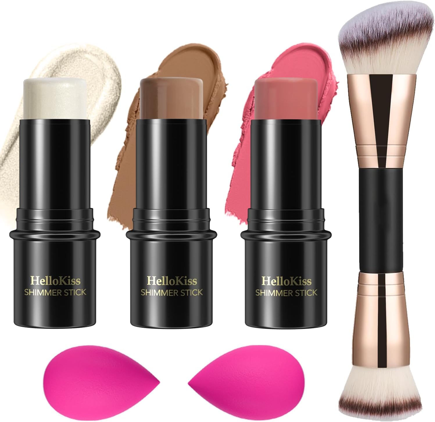 3 Pcs Cream Contour Stick Makeup Kit,Shades with Highlighter Stick,Blush Stick a...