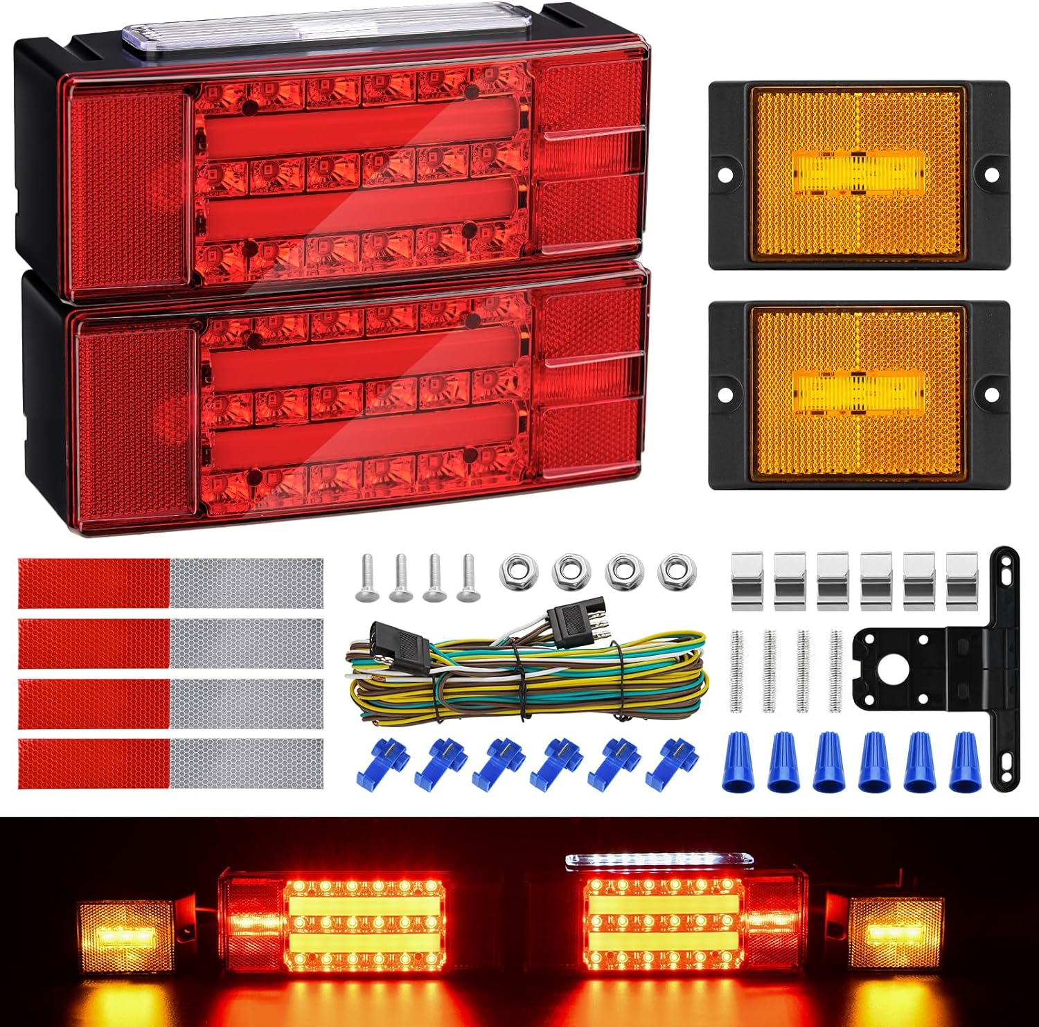 Kohree 12V Submersible LED Trailer Lights Kit, Super Bright LED Utility Brake Tu...