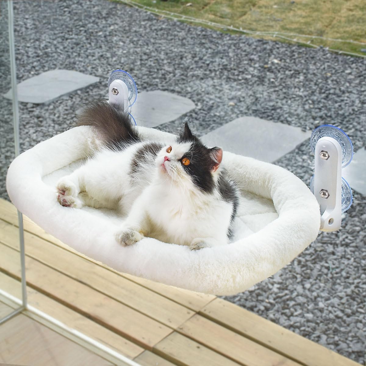 Cat Window Perch, Cordless Cat Hammock Window Seat with Cozy Pad Bed Cover for I...