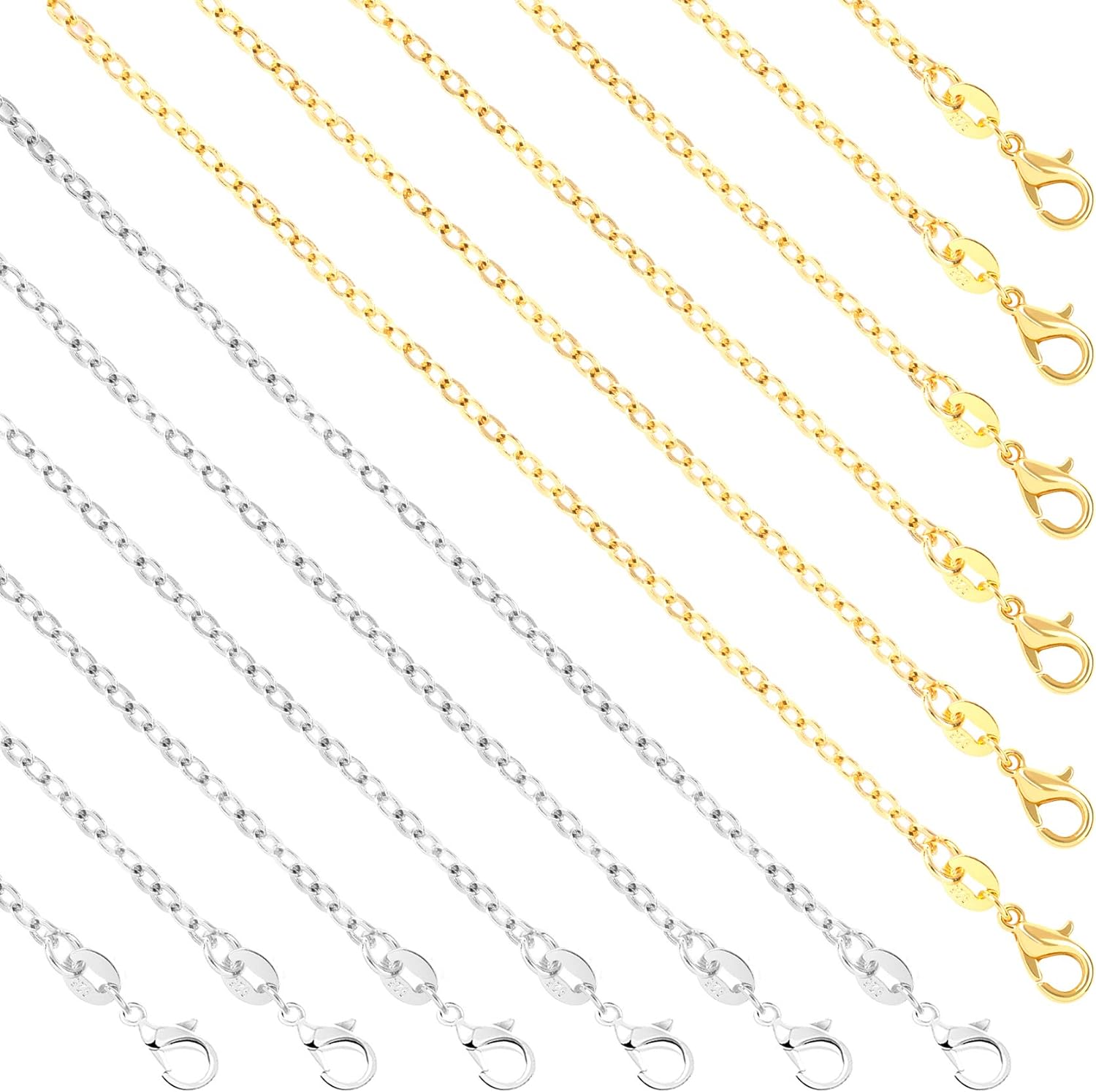 SANNIX 50 Pack Necklace Chains Bulk for Jewelry Making 18 Inches Cable Chain Nec...