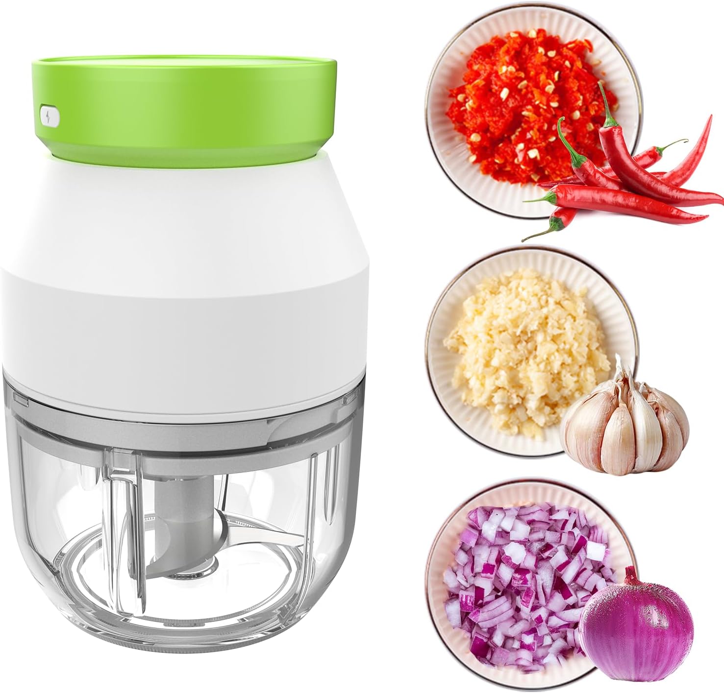 Electric Garlic Chopper, Mini Portable Veggie Chopper, 270ML Garlic Grinder Mash...