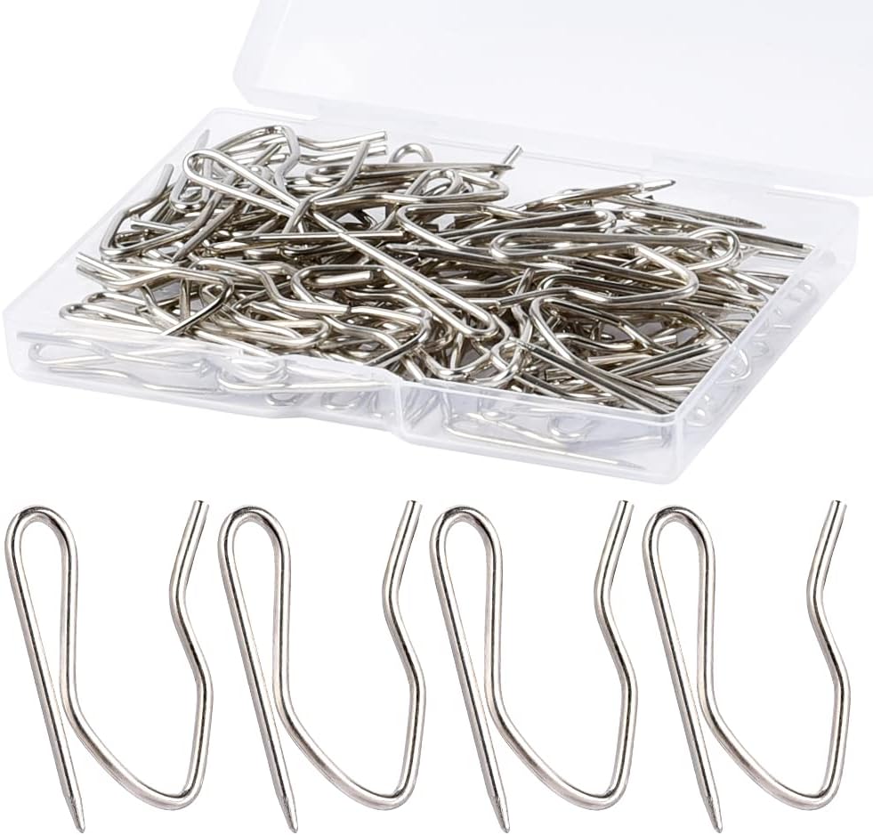 Metal Curtain Hooks, 58PCS Drapery Hook Pins 1.2 Inch Stainless Steel Pin-on Hoo...