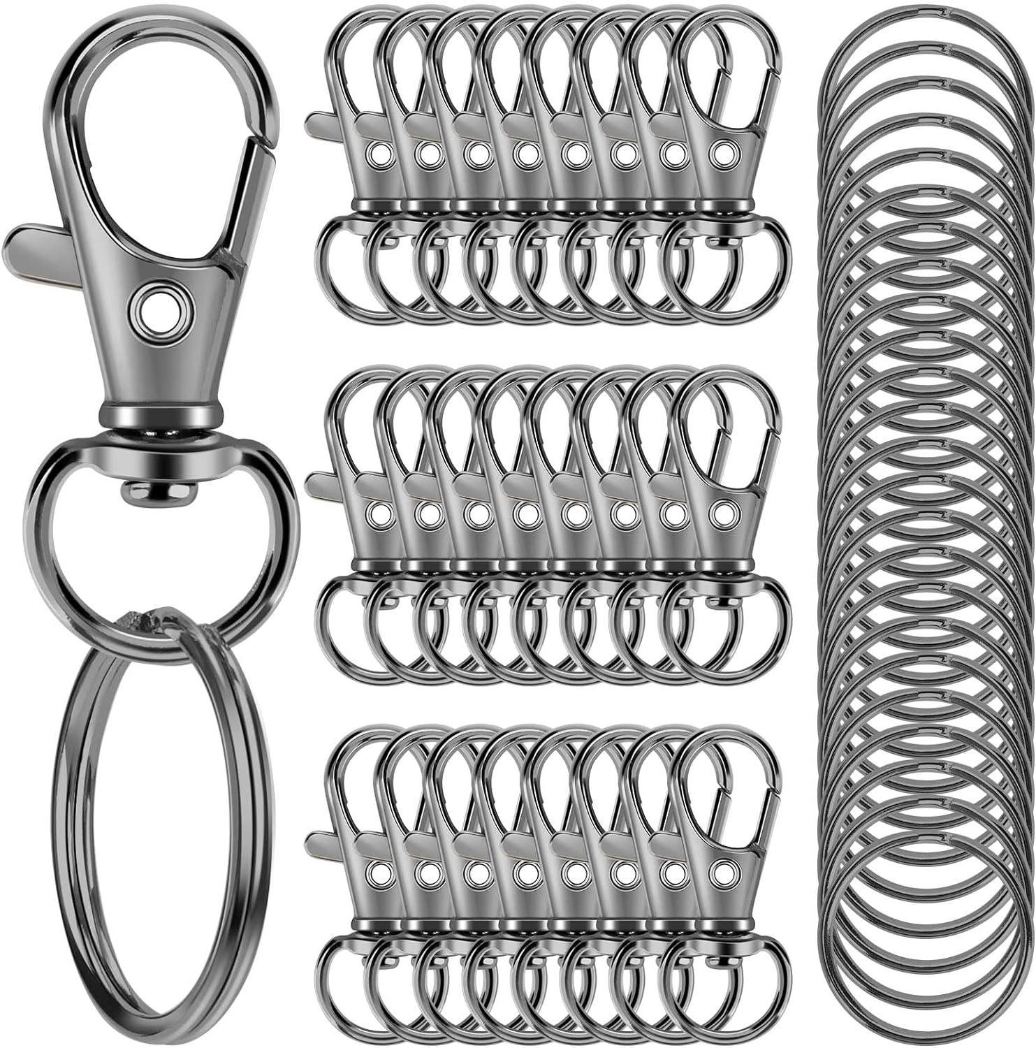 50PCS Metal Lobster Claw Clasp with Key Rings, 25PCS Keychains Clips Hooks and 2...