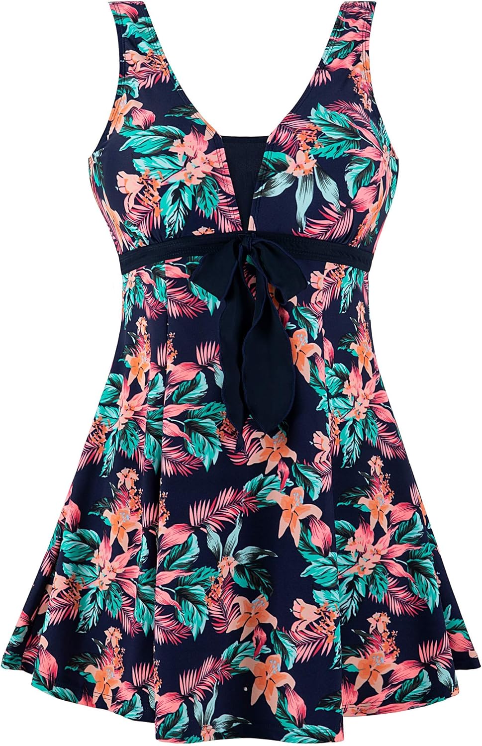 Wantdo Women's Plus Size Swimwear One Piece Tummy Control Swimdress Modest Skirt...