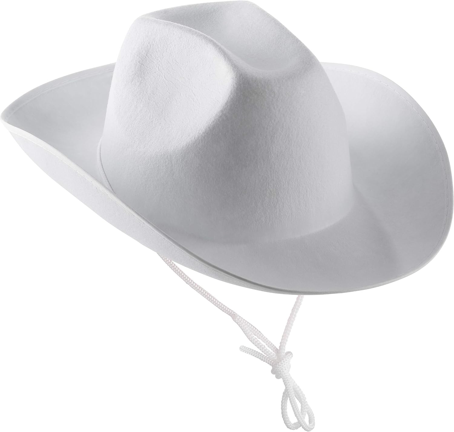 Bedwina White Cowgirl Hat - Felt Cowboy Hat with White Trim and Adjustable Neck-...